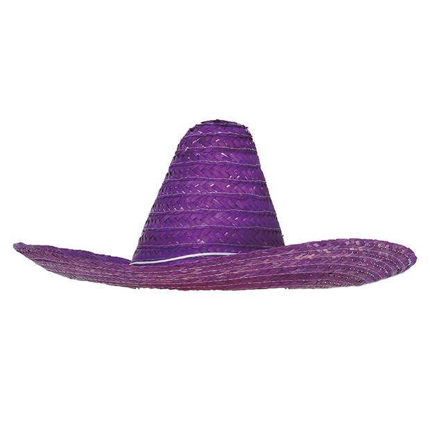 Guirca Mexicaanse Sombrero hoed voor heren - carnaval/verkleed accessoires - paars - Verkleedhoofddeksels