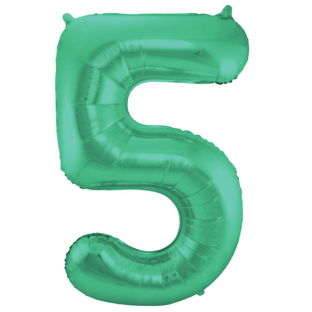 Leeftijd feestartikelen/versiering grote folie ballonnen 75 jaar glimmend groen 86 cm - Ballonnen