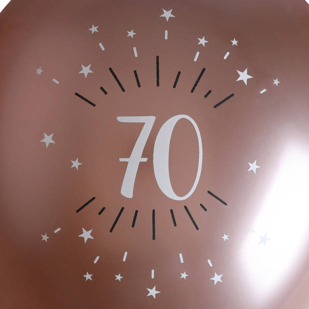 Santex verjaardag leeftijd ballonnen 70 jaar - 6x stuks - rosegoud - 30 cmA - Feestartikelen - Ballonnen