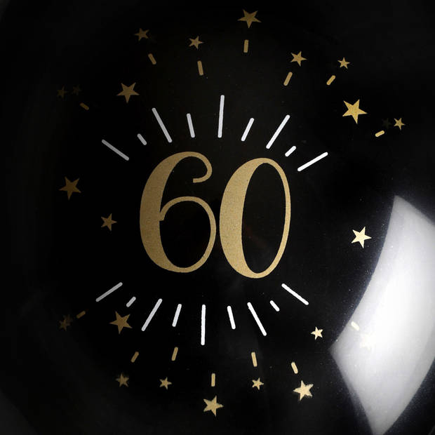 Santex verjaardag leeftijd ballonnen 60 jaar - 8x stuks - zwart/goud - 23 cmA - Feestartikelen - Ballonnen