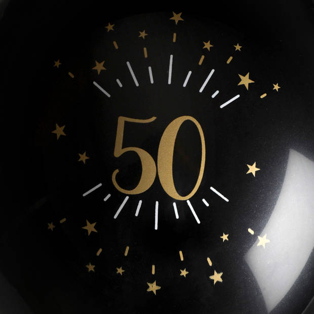 Santex verjaardag leeftijd ballonnen 50 jaar - 8x stuks - zwart/goud - 23 cmA - Abraham/Sarah - Ballonnen