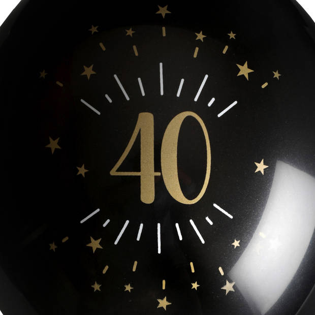 Santex verjaardag leeftijd ballonnen 40 jaar - 8x stuks - zwart/goud - 23 cmA - Feestartikelen - Ballonnen