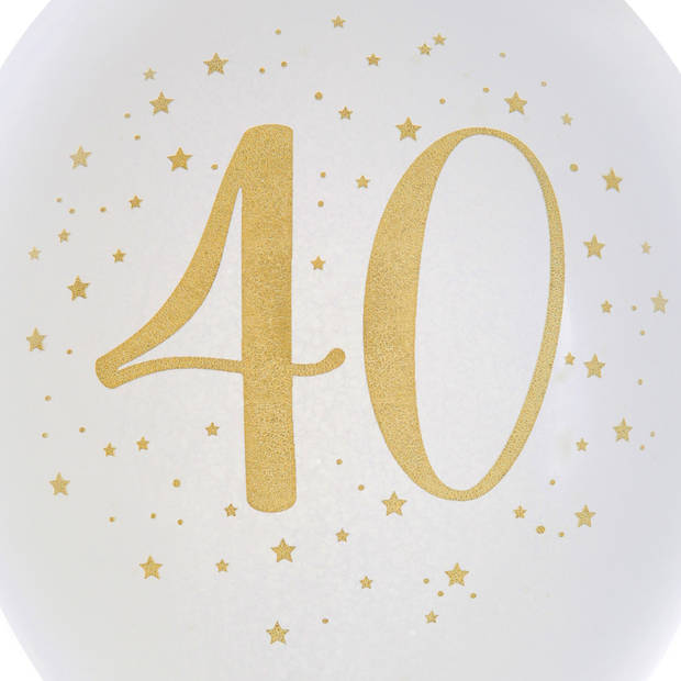 Santex verjaardag leeftijd ballonnen 40 jaar - 8x stuks - wit/goud - 23 cmA - Feestartikelen - Ballonnen