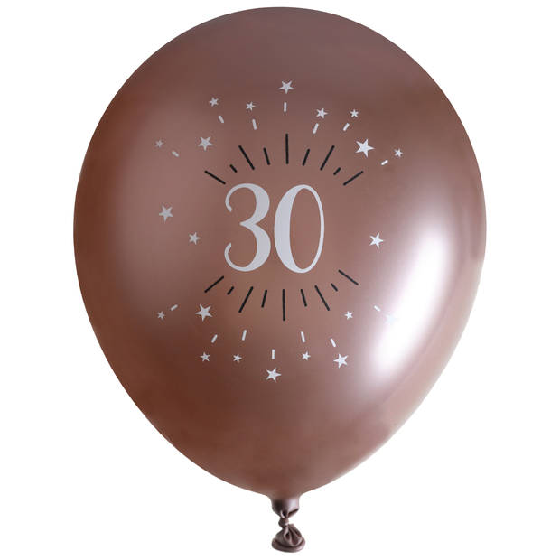 Santex verjaardag leeftijd ballonnen 30 jaar - 12x stuks - rosegoud - 30 cm - Feestartikelen - Ballonnen