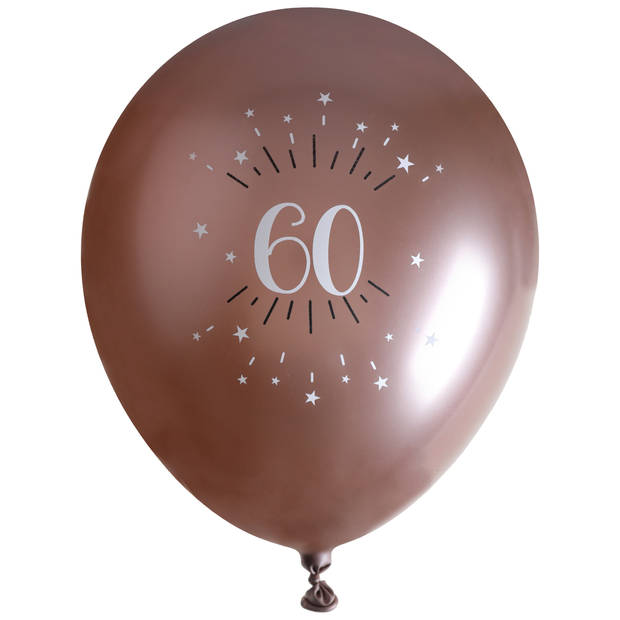 Santex verjaardag leeftijd ballonnen 60 jaar - 12x stuks - rosegoud - 30 cm - Feestartikelen - Ballonnen