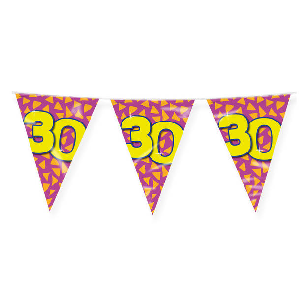 Paperdreams verjaardag 30 jaar thema vlaggetjes - 3x - feestversiering - 10m - folie - dubbelzijdig - Vlaggenlijnen