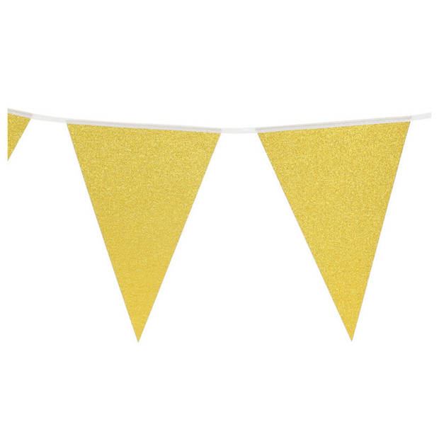 Party Vlaggenlijn - binnen - papier - glitter goud - 6 m - 25 vlaggetjes - Vlaggenlijnen