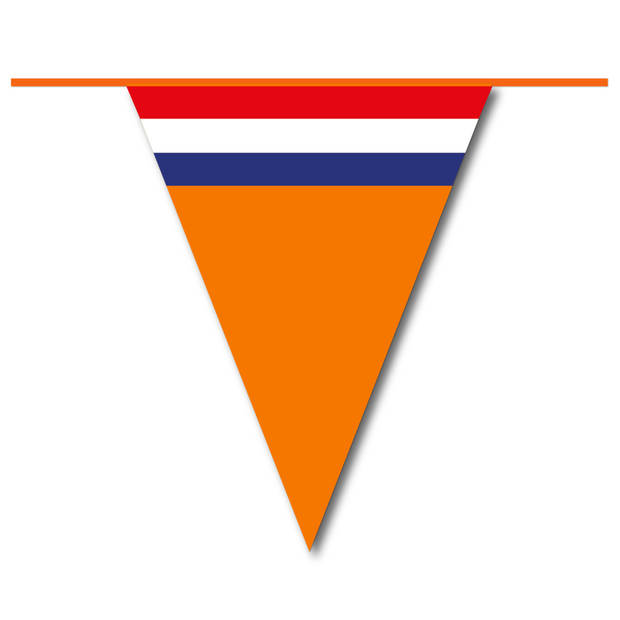 Oranje vlaggetjes/vlaggenlijn versiering set met 2 slingers van 10 m voor binnen - Vlaggenlijnen
