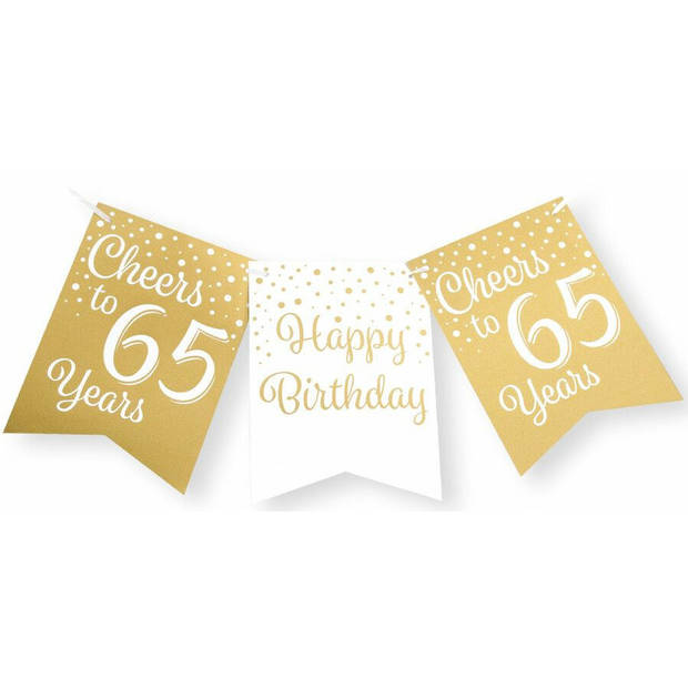 Paperdreams Verjaardag Vlaggenlijn 65 jaar - 2x - Gerecycled karton - wit/goud - 600 cm - Vlaggenlijnen