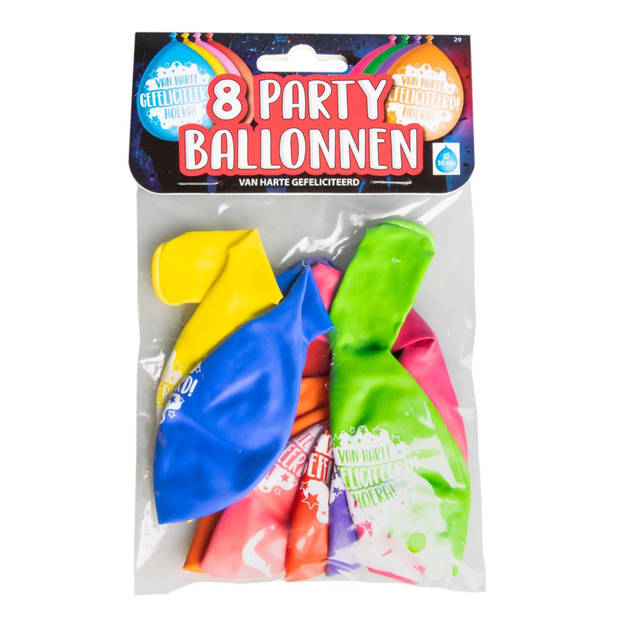 8x stuks verjaardag feest ballonnen - diverse kleuren - latex - ca 30 cm - Ballonnen