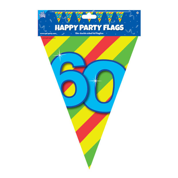 Paperdreams Verjaardag 60 jaar thema Vlaggetjes - Feestversiering - 10m - Folie - Dubbelzijdig - Vlaggenlijnen