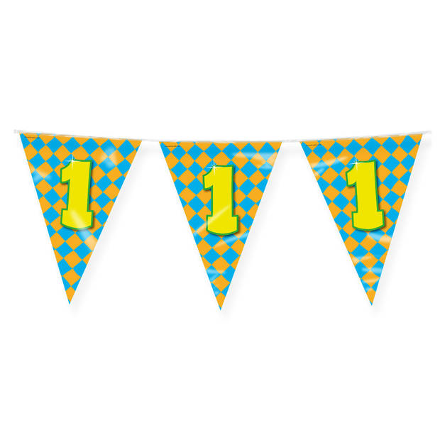 Paperdreams verjaardag 1 jaar thema vlaggetjes - 2x - feestversiering - 10m - folie - dubbelzijdig - Vlaggenlijnen