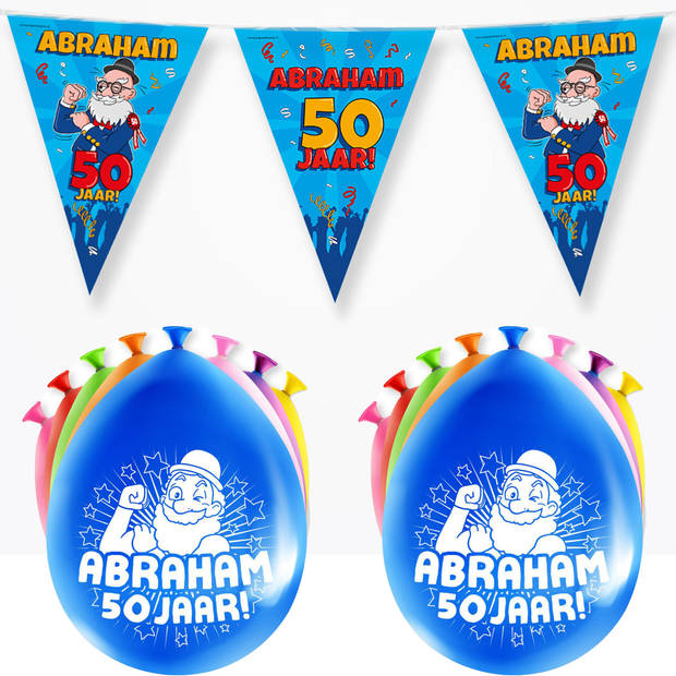 Paperdreams Abraham/50 jaar feest set - Ballonnen & vlaggenlijnen - 17x stuks - Vlaggenlijnen