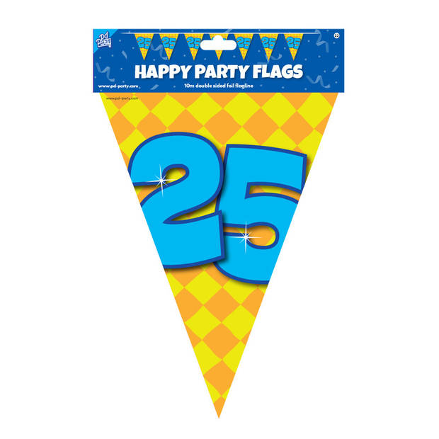 Paperdreams Verjaardag 25 jaar thema Vlaggetjes - Feestversiering - 10m - Folie - Dubbelzijdig - Vlaggenlijnen