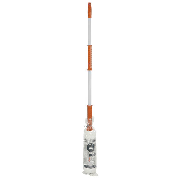 Urban Living Schoonmaak/dweil vloermop met telescoopsteel - uitschuifbaar 85 tot 125 cm - wit/oranje - Vloermoppen