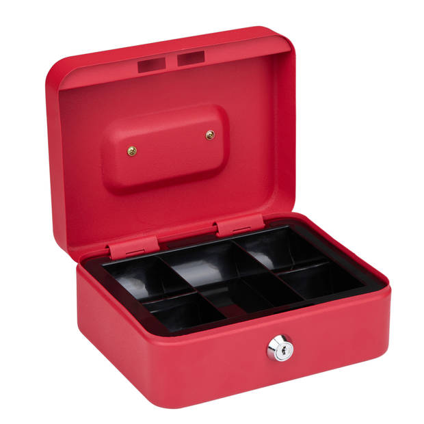 Red & Decker Geldkistje met 2 sleutels - rood - staal - 20 x 16 x 9 cm - inbraakbeveiliging - Geldkistjes
