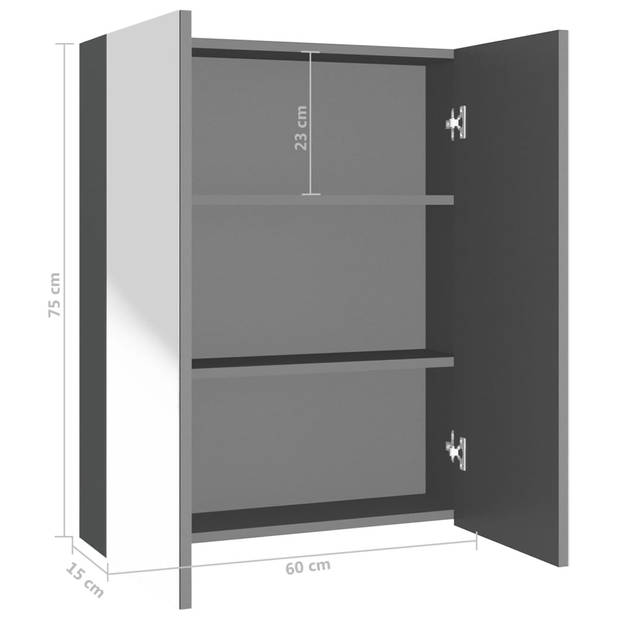 vidaXL Badkamerkast met spiegel 60x15x75 cm MDF antracietkleurig