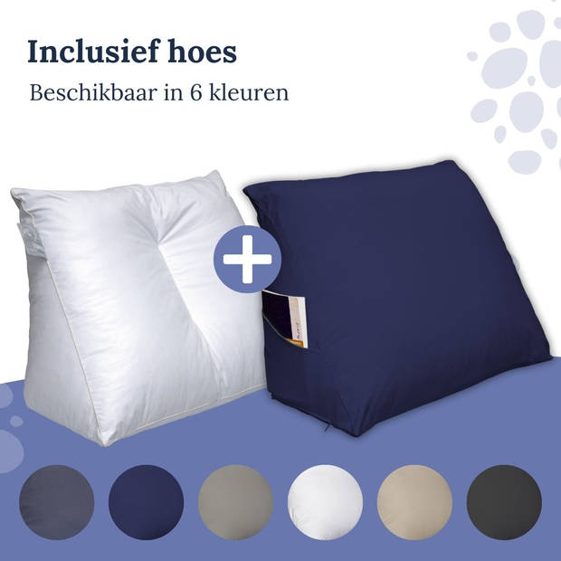 Ten Cate Leeskussen inclusief Kussensloop - Leeskussen voor in Bed - Ontspanningskussen - Marineblauw