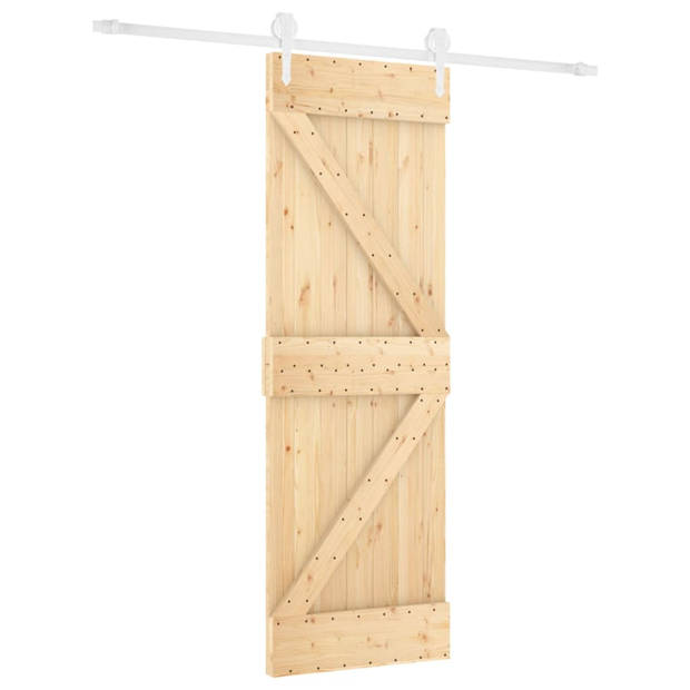 vidaXL Schuifdeur met beslag 70x210 cm massief grenenhout