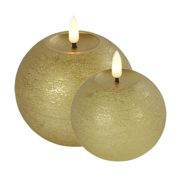 LED bolkaarsen/kaarsen - set van 2x st - goud - warm wit licht - LED kaarsen