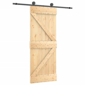 vidaXL Schuifdeur met beslag 85x210 cm massief grenenhout