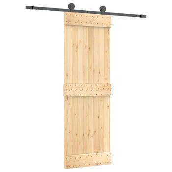 vidaXL Schuifdeur met beslag 70x210 cm massief grenenhout