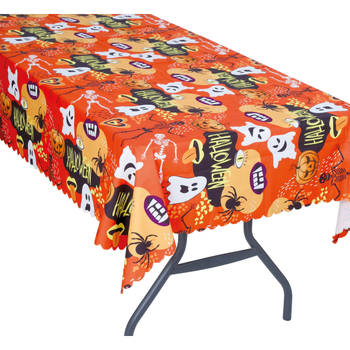 Halloween/horror thema feest tafelkleed - spookjes - oranje - papier - 177 x 134 cm - Feesttafelkleden