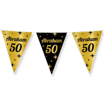 Paperdreams Vlaggenlijn - luxe Abraham/50 jaar feest- 10m - goud/zwart - folie - Vlaggenlijnen