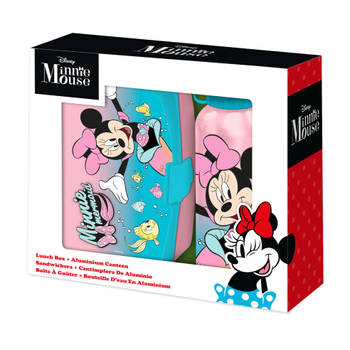 Disney Minnie Mouse lunchbox set voor kinderen - 2-delig - roze - aluminium/kunststof&nbsp; - Lunchboxen