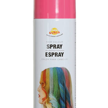 Fiestas Guirca Carnaval verkleed haar verf/spray - roze - spuitbus - 125 ml - Verkleedhaarkleuring
