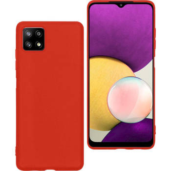 Basey Samsung A22 5G Hoesje Siliconen - Samsung A22 5G Case Back Cover Silicone - Samsung A22 5G Hoes Siliconen - Rood