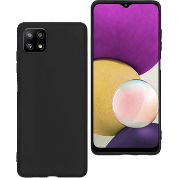 Basey Samsung Galaxy A22 4G Hoesje Siliconen Hoes Case Cover -Zwart