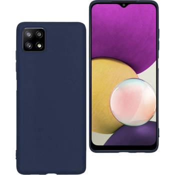 Basey Samsung Galaxy A22 4G Hoesje Siliconen Hoes Case Cover - Donkerblauw