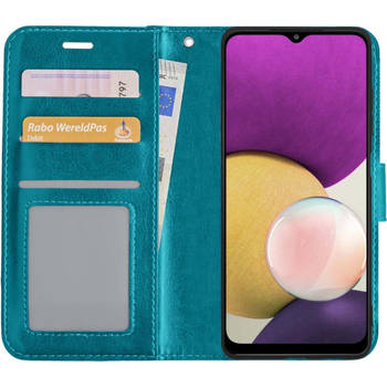 Basey Samsung Galaxy A22 4G Hoesje Book Case Kunstleer Cover Hoes - Turquoise