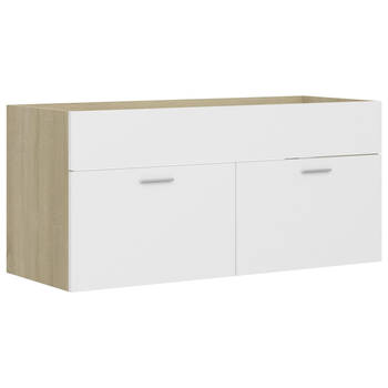 The Living Store badkaast - 100 x 38.5 x 46 cm - wit/sonoma eiken - spaanplaat