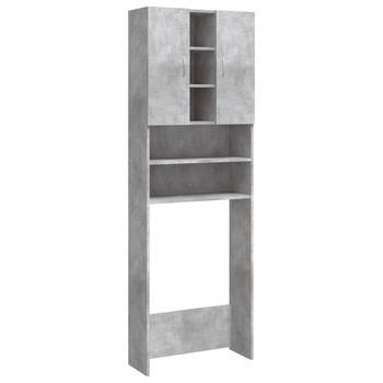 The Living Store Badkaast - betongrijs - 64x25.5x190 cm - 2 deuren - 9 vakken