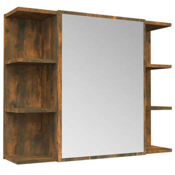 The Living Store Badkaast Met Spiegel - Gerookt Eiken - 80 x 20.5 x 64 cm - Modern Ontwerp