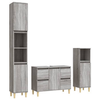 The Living Store Badmeubelset X - Badkaastjes - 80 x 33 x 60 cm - Grijs Sonoma Eiken