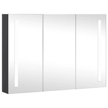 The Living Store Badkaastje - Antraciet - MDF met melamine-afwerking - 89 x 14 x 62 cm - LED-verlichting