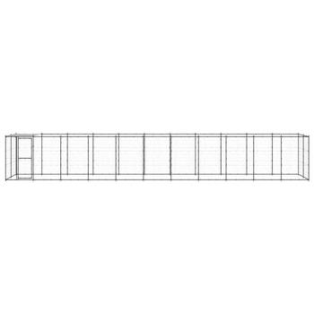 The Living Store Hondenkennel - Gepoedercoat staal - 1.210 x 220 x 180 cm - Zwart/zilver