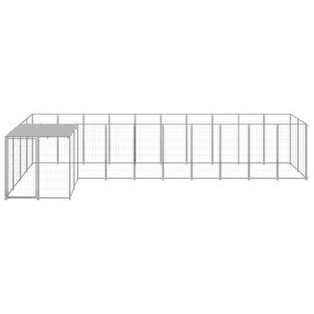 The Living Store Hondenkennel - Grote stalen constructie - Waterbestendig dak - 220 x 550 x 110 cm