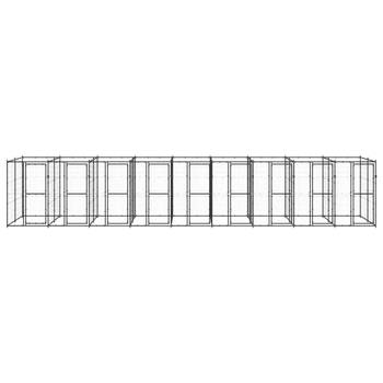 The Living Store Hondenkennel - Gepoedercoat Staal - 990 x 220 x 180 cm - Met Deuren - Zwart