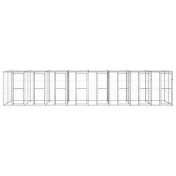 The Living Store Hondenkennel - Gegalvaniseerd Staal - 880 x 220 x 180 cm - Met Dak en Deuren