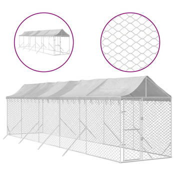 The Living Store Hondenkennel - Gegalvaniseerd staal - 2x10x2.5m - Afsluitbare deur