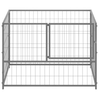 The Living Store Hondenkennel - Grote staaldraad hondenkooi - Zilver - 100x100x70 cm - Veiligheidsgrendel