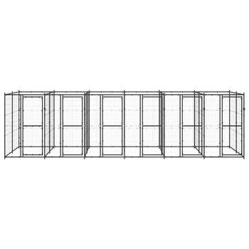 The Living Store Hondenkennel Multifunctioneel - 660 x 220 x 180 cm - Zwart - Gepoedercoat Staal