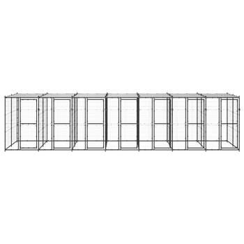 The Living Store Hondenkennel - XL - 770 x 220 x 180 cm - Zwart/Zilver