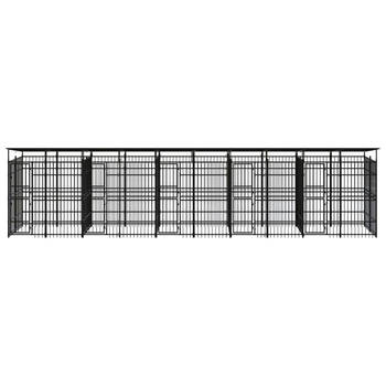 The Living Store - Hondenkennel - Zwart - 967 x 200 x 228 cm - Gepoedercoat staal