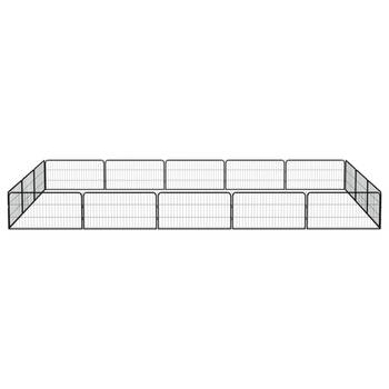 The Living Store Hondenkennel - Zwarte Gepoedercoate Stalen Panelen - 500x300x50 cm - Stevige en Duurzame Kennel