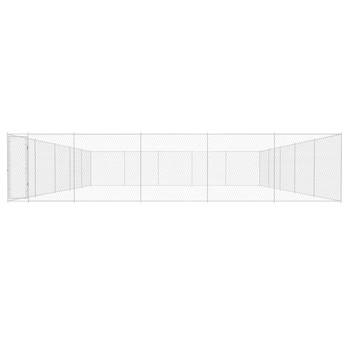 The Living Store Hondenkennel Groot - 950 x 950 x 185 cm - Stalen constructie - Zilverkleurig - Met slot en gaashekwerk